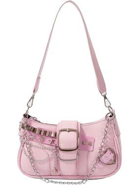 Y2K Purse Coquette Aesthetic Shoulder Bag with Chain Strap, Cute Handbag for Wom